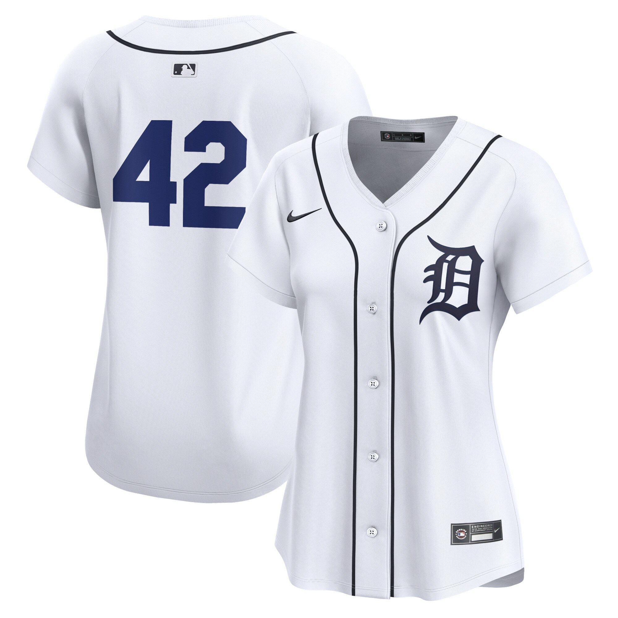 Detroit Tigers Women's 2024 Jackie Robinson Day Home Limited Jersey\u00c2\u00a0\u00e2\u20ac\u201c White