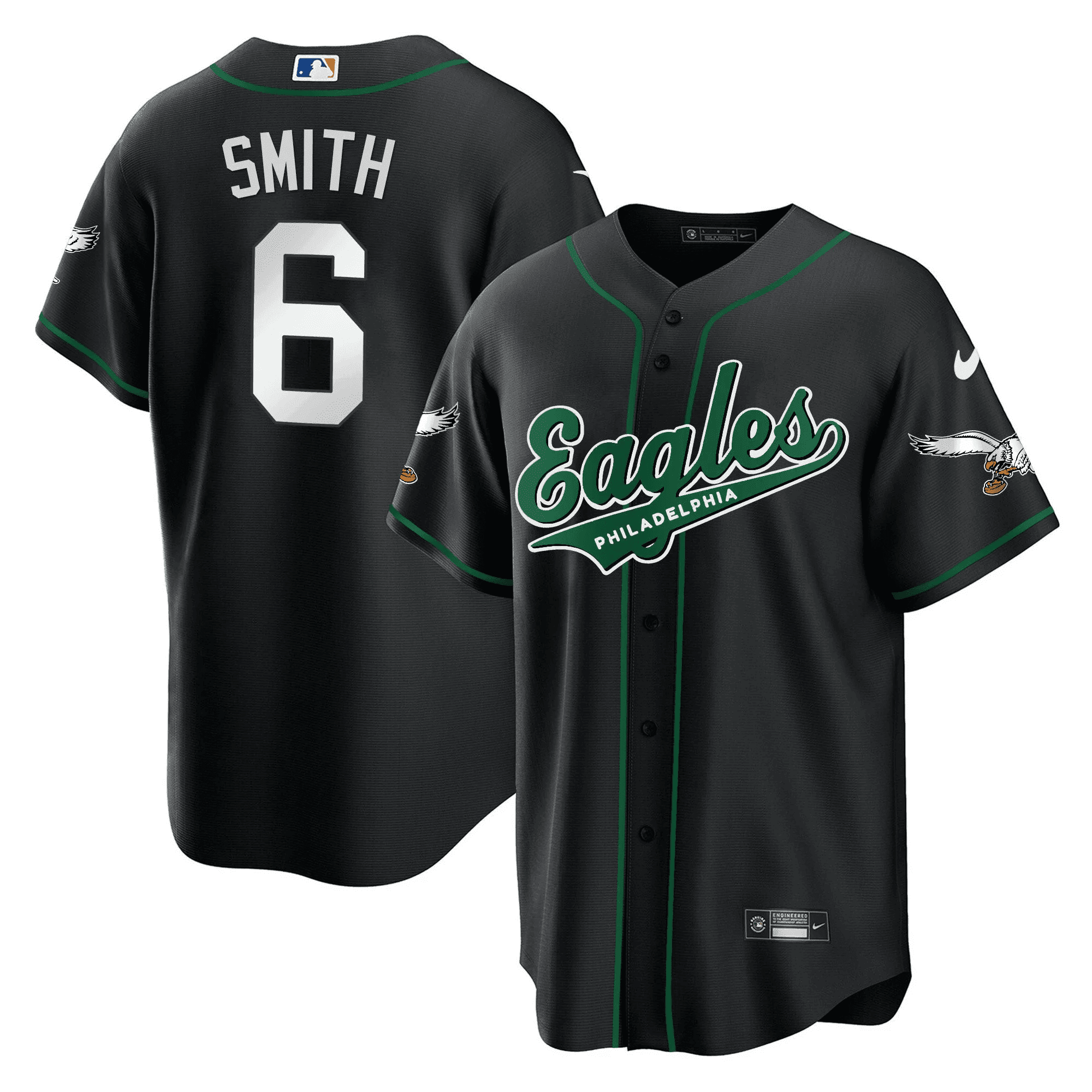 DeVonta Smith 6 Philadelphia Eagles Baseball Men Jersey - Black