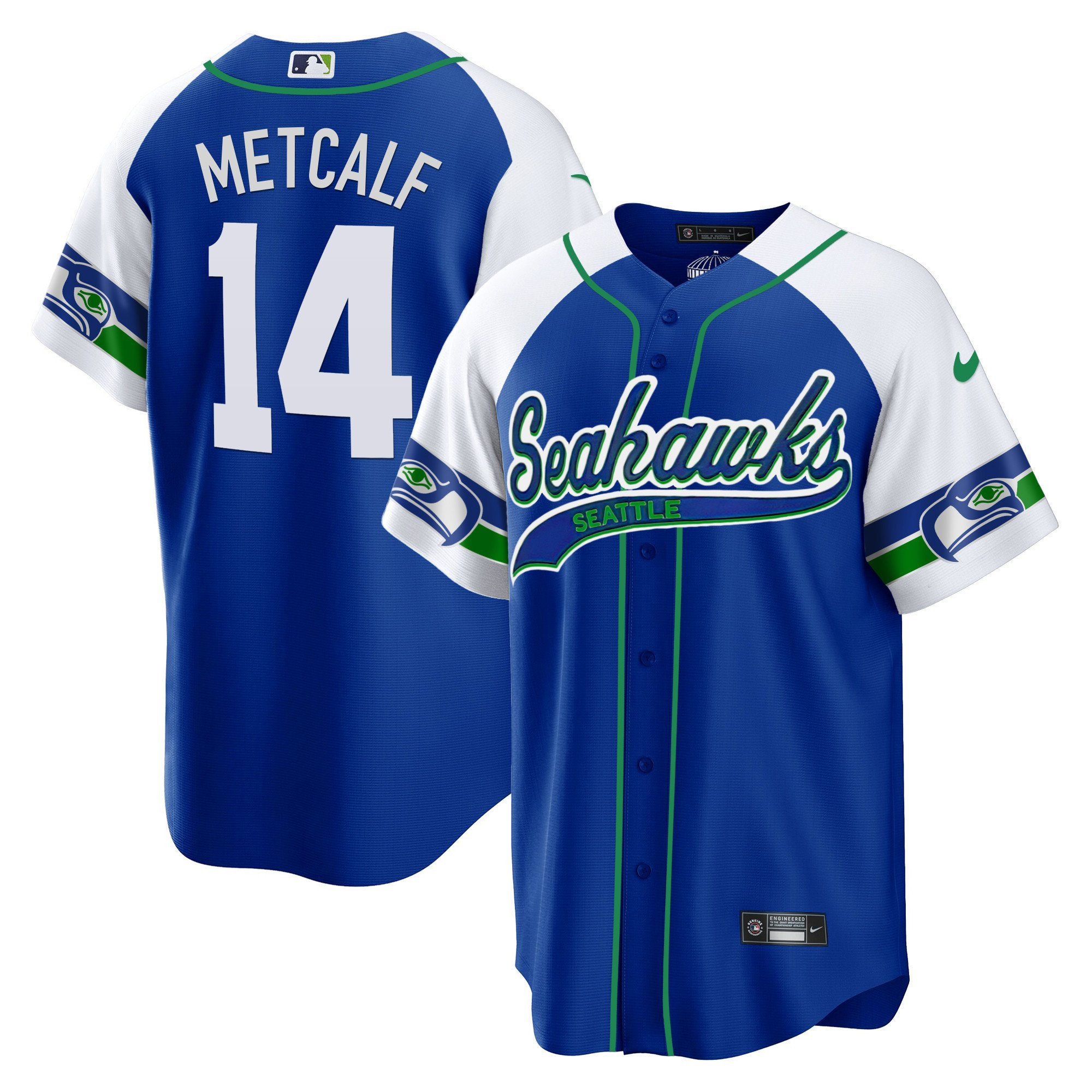 DK Metcalf 14 Seattle Seahawks Throwback Men Jersey - Alternate