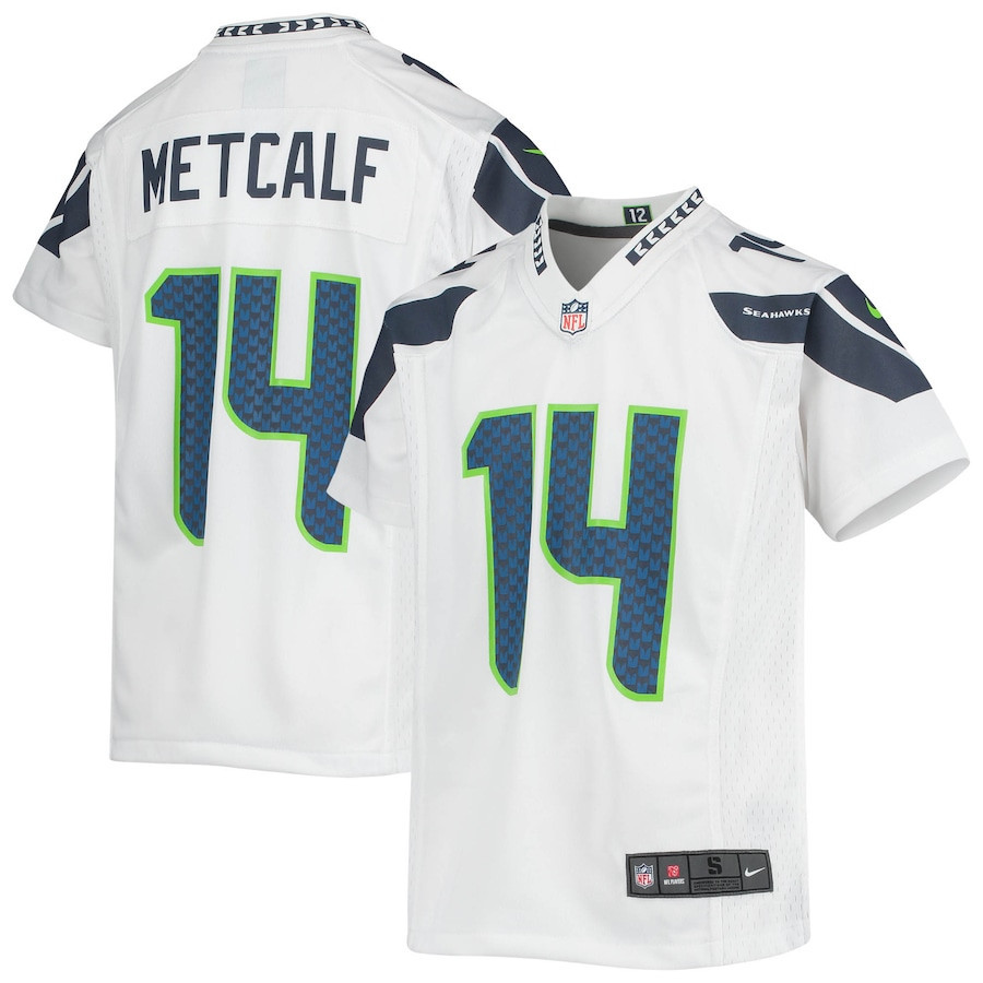 DK Metcalf 14 Seattle Seahawks YOUTH Game Jersey - White