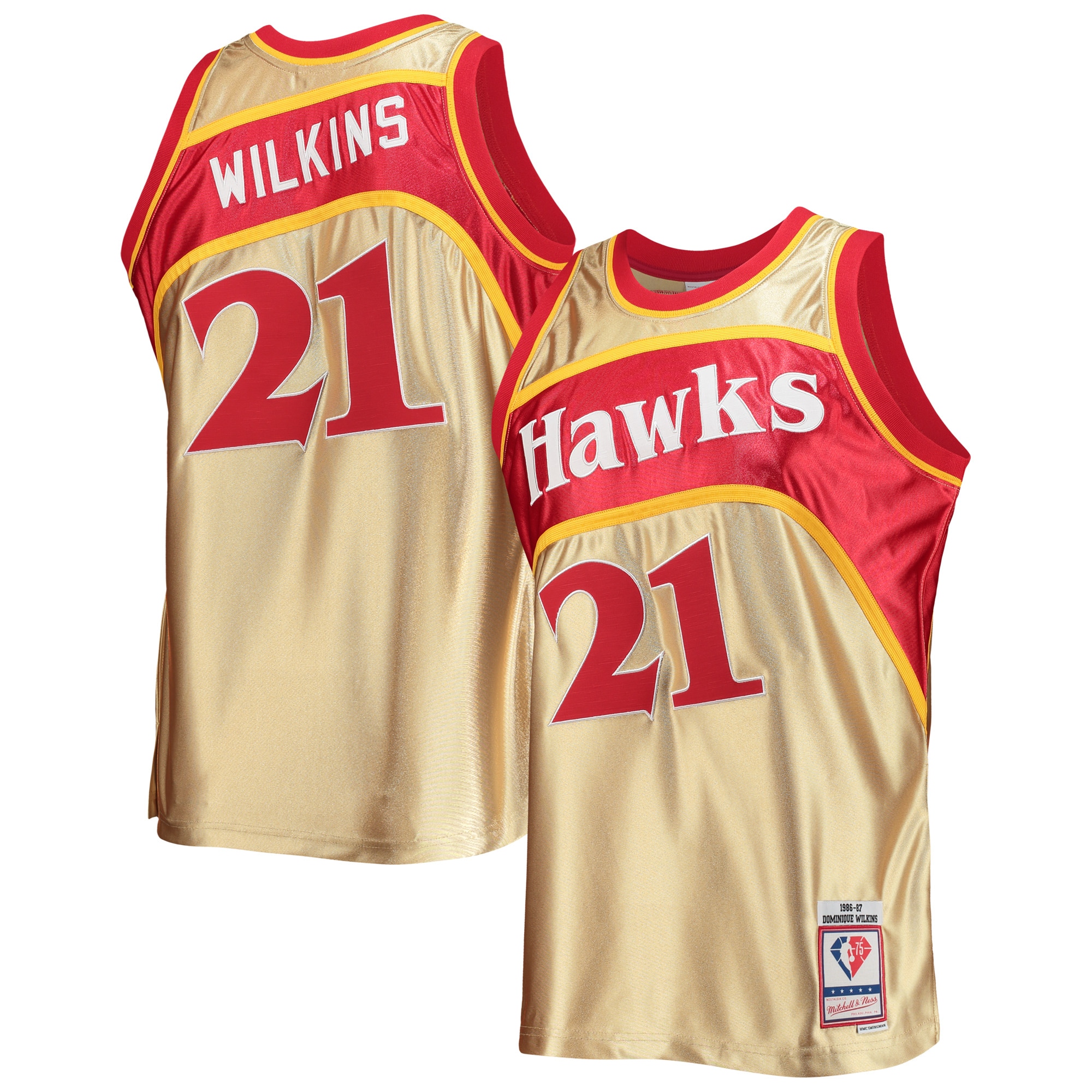 Dominique Wilkins Atlanta Hawks Mitchell & Ness 75th Anniversary 1986\/87 Hardwood Classics Swingman Jersey - Gold