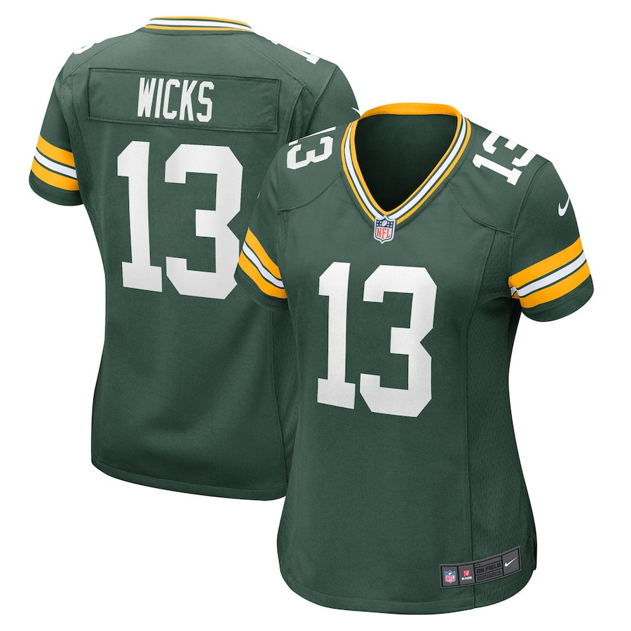 Dontayvion Wicks 13 Green Bay Packers Women Game Jersey - Green