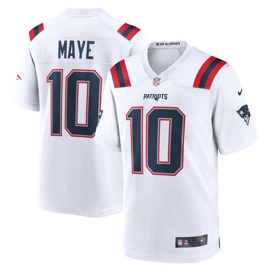 Drake Maye 10 New England Patriots 2024 NFL Draft First Round Pick Player Game Jersey - White
