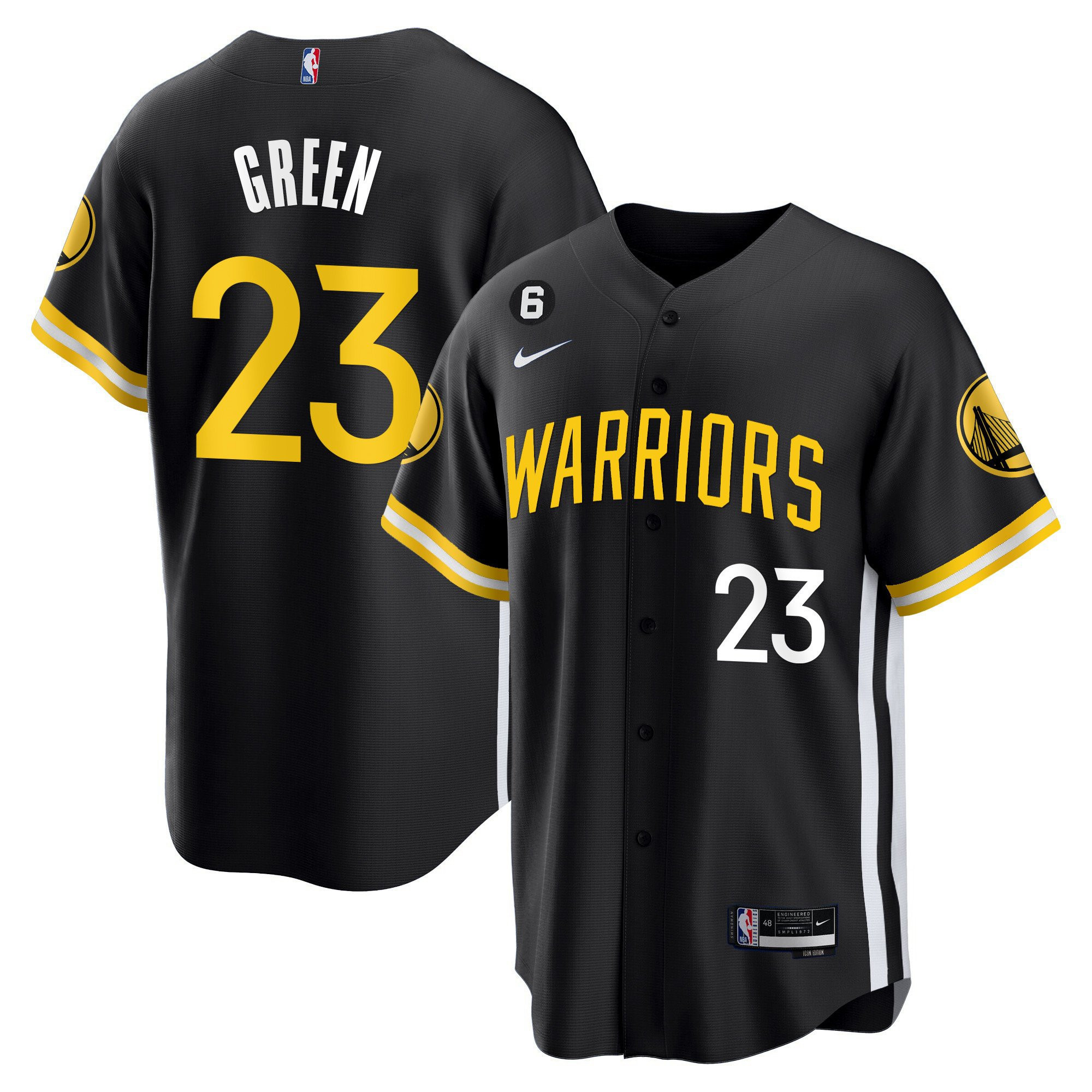 Draymond Green 23 Golden State Warriors Baseball Men Jersey - Black