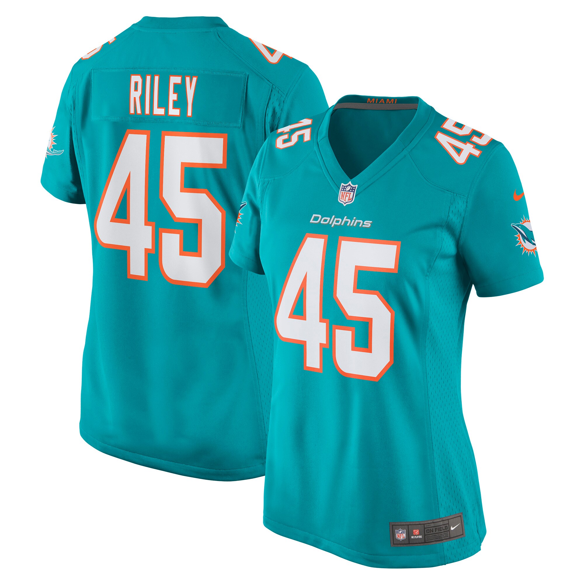 Duke Riley Miami Dolphins Women's Game Jersey - Aqua