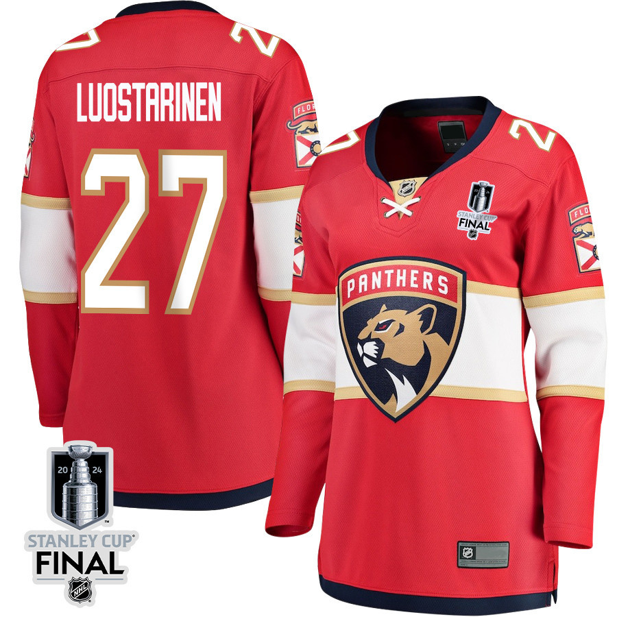 Eetu Luostarinen 27 Florida Panthers 2024 STANLEY CUP Final Women's Home Breakaway Jersey - Red