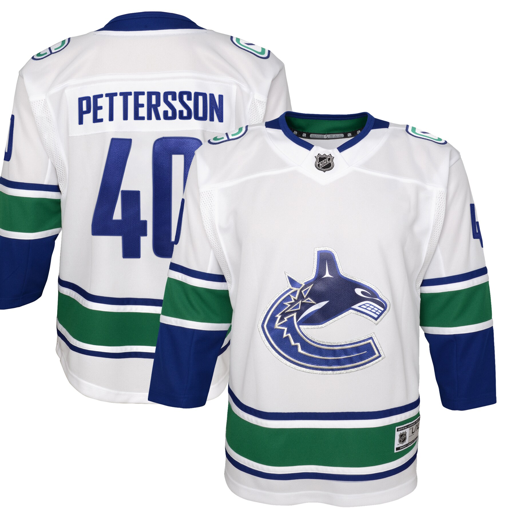 Elias Pettersson Vancouver Canucks Youth 2019\/20 Away Premier Player Jersey - White