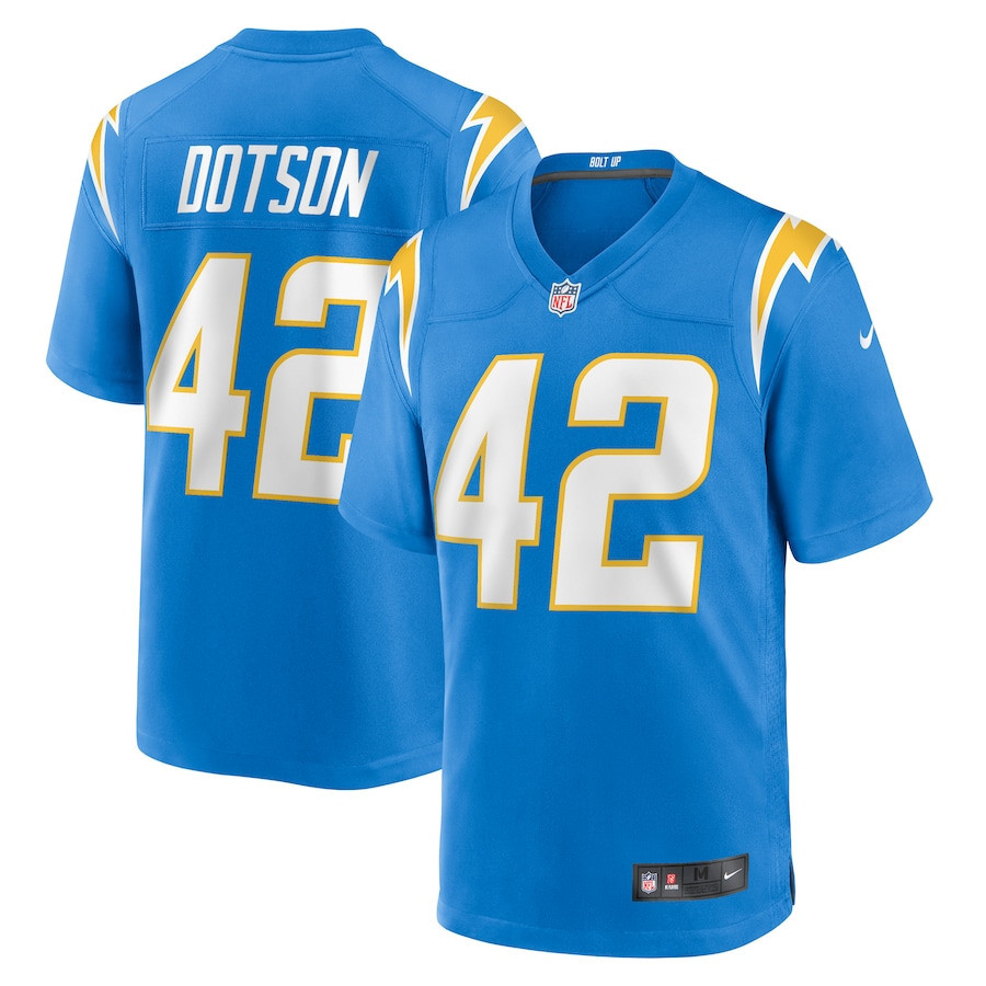 Elijah Dotson 42 Los Angeles Chargers Men Game Jersey - Powder Blue