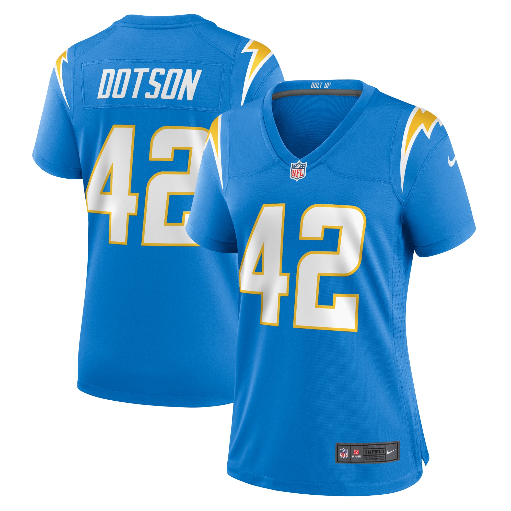 Elijah Dotson Los Angeles Chargers Women's Team Game Jersey - Powder Blue