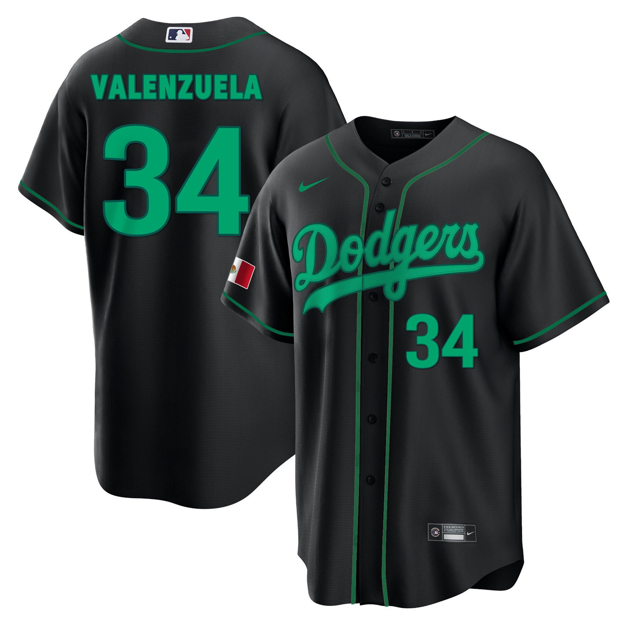 Fernando Valenzuela 34 Los Angeles Dodgers Mexico Baseball Men Jersey - Black