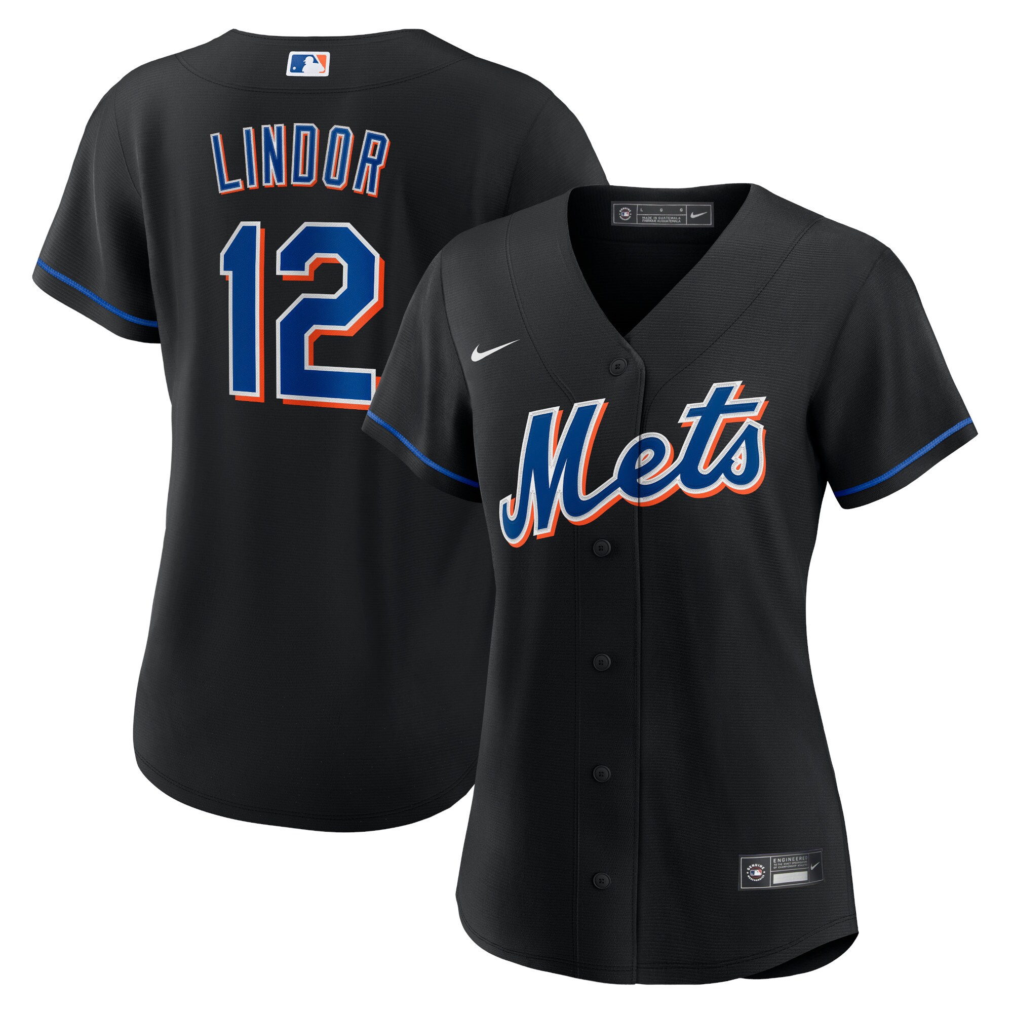 Francisco Lindor New York Mets Women's 2022 Alternate Replica Player Jersey - Black