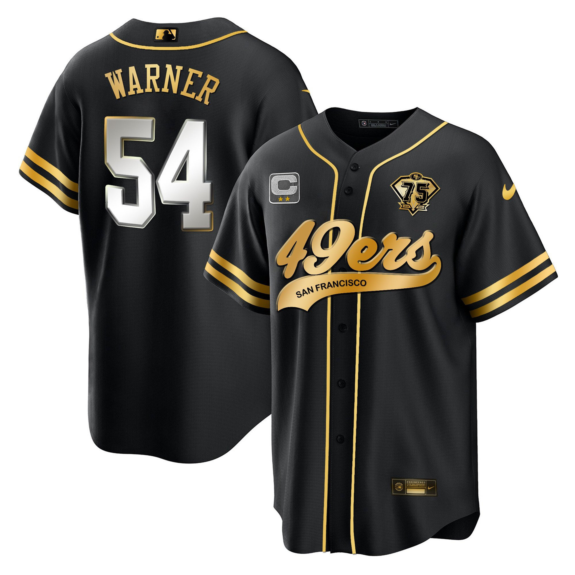 Fred Warner 54 San Francisco 49ers Baseball Men Jersey - Black Limited