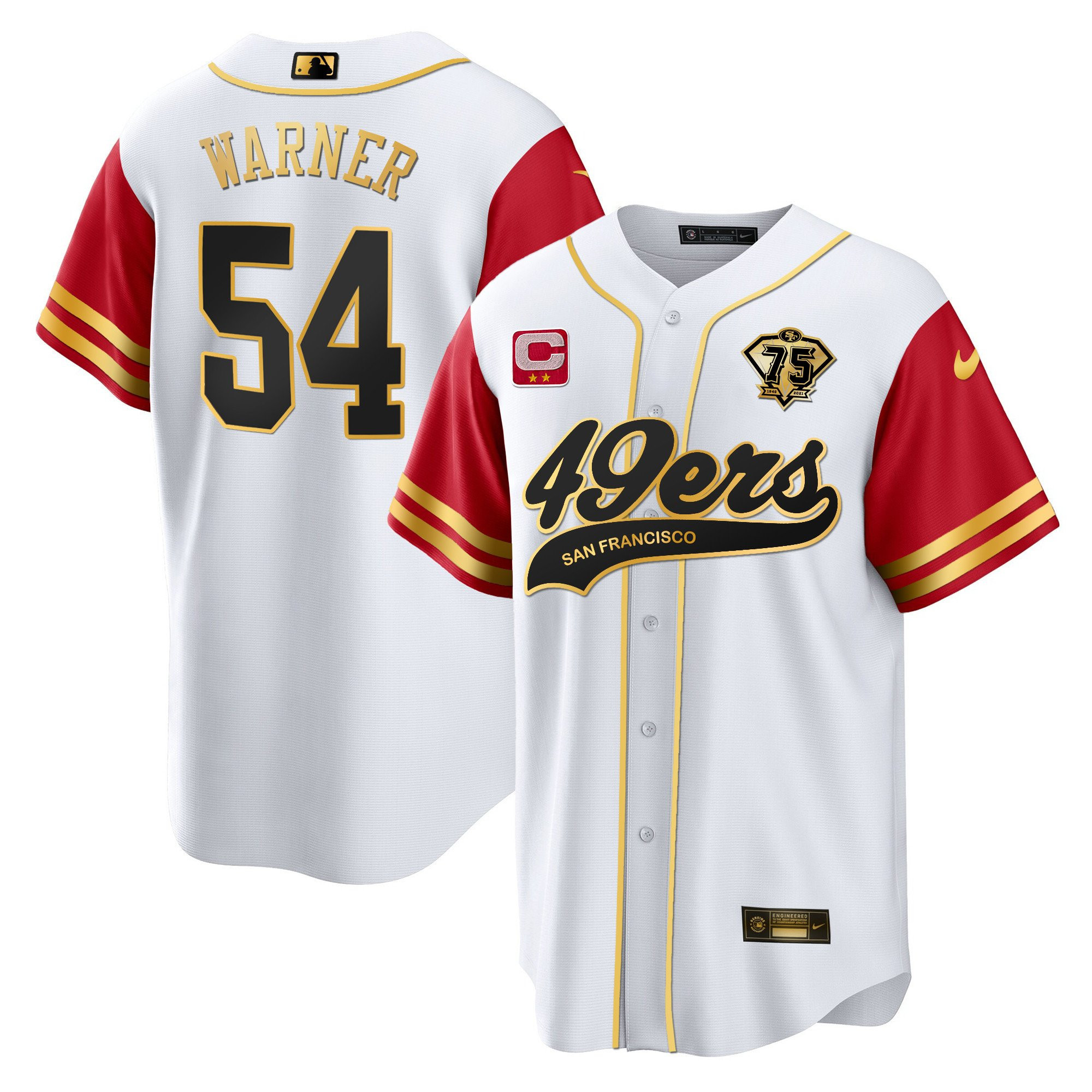 Fred Warner 54 San Francisco 49ers Baseball Men Jersey - Color Sleeve
