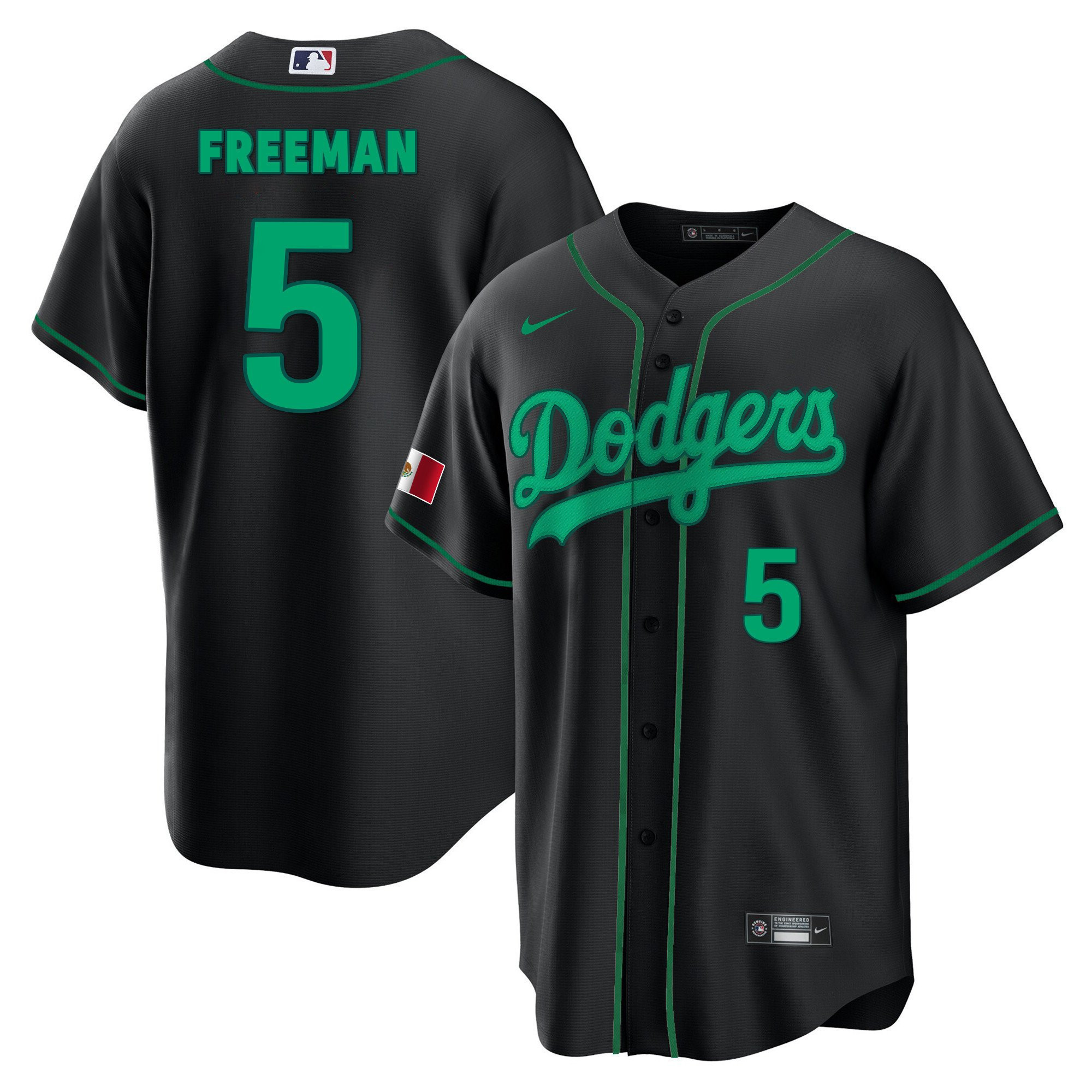 Freddie Freeman 5 Los Angeles Dodgers Mexico Baseball Men Jersey - Black