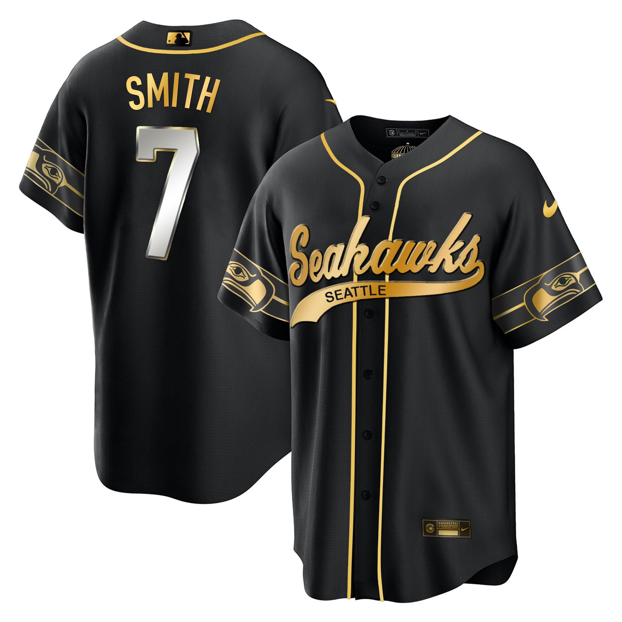 Geno Smith 7 Seattle Seahawks Throwback Men Jersey - Black Limited