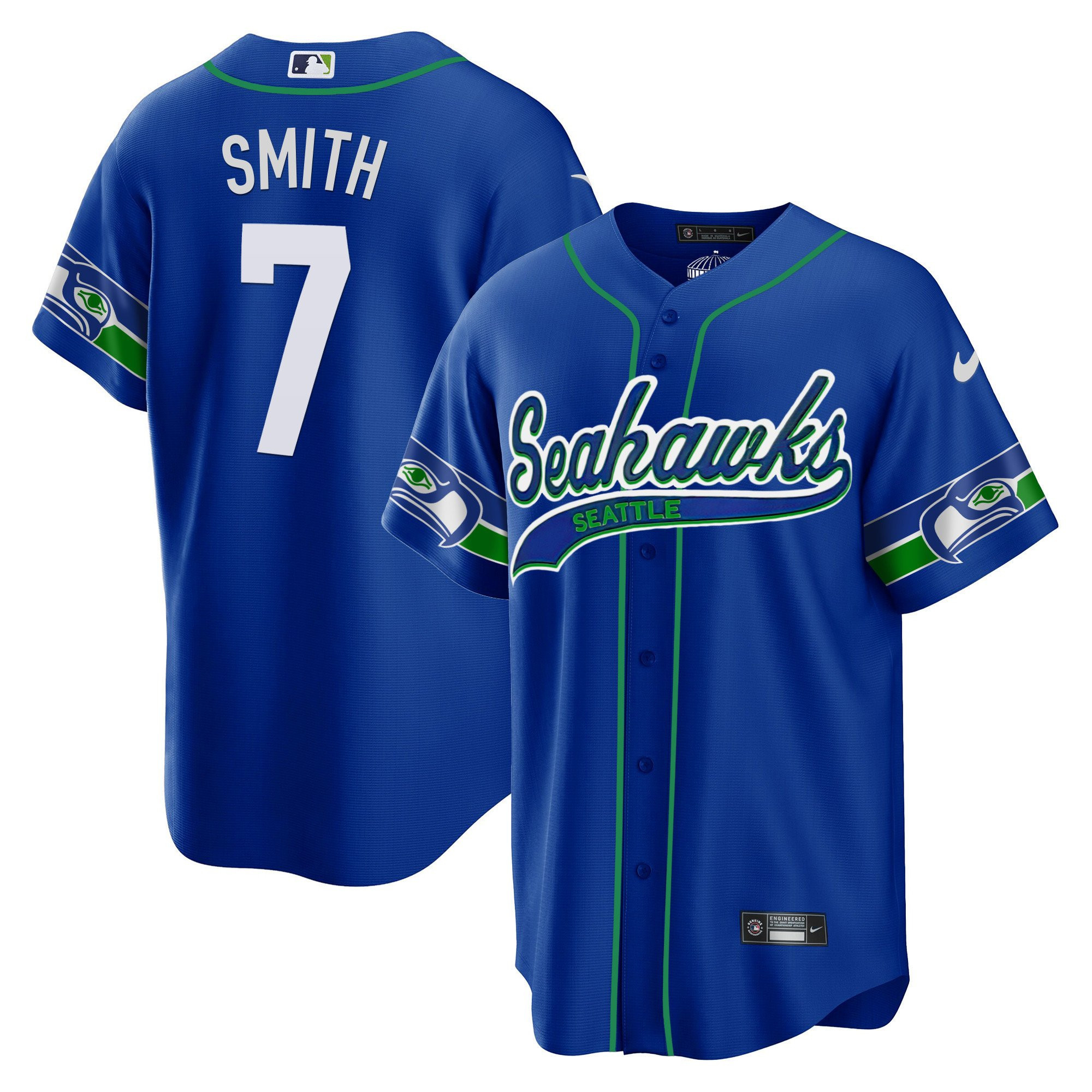 Geno Smith 7 Seattle Seahawks Throwback Men Jersey - Royal