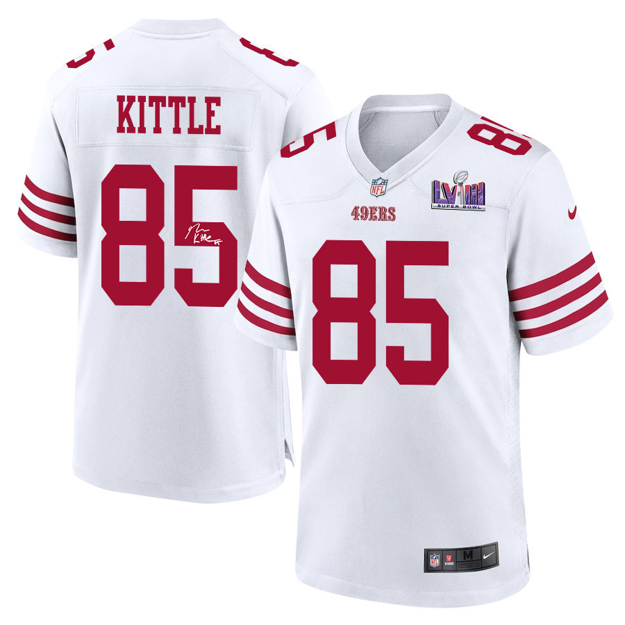 George Kittle 85 Signed San Francisco 49ers Super Bowl LVIII Game Men Jersey - White