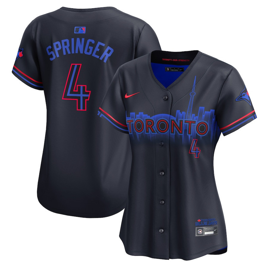 George Springer 4 Toronto Blue Jays 2024 City Connect Limited Women Jersey - Navy