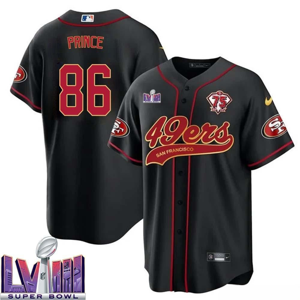 Gerrit Prince 86 Kansas City Chiefs Super Bowl LVIII Baseball Men Jersey - Black