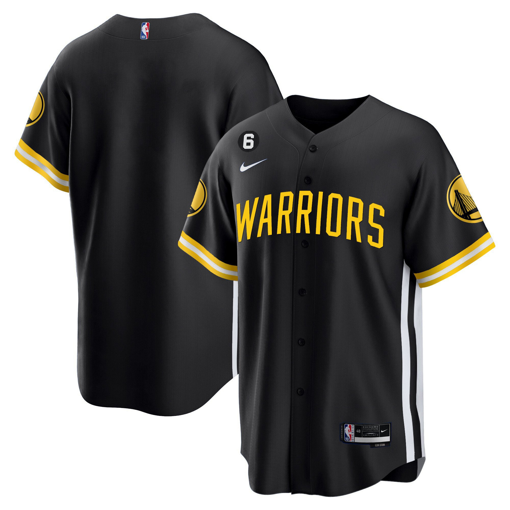 Golden State Warriors Baseball Men Jersey - Black
