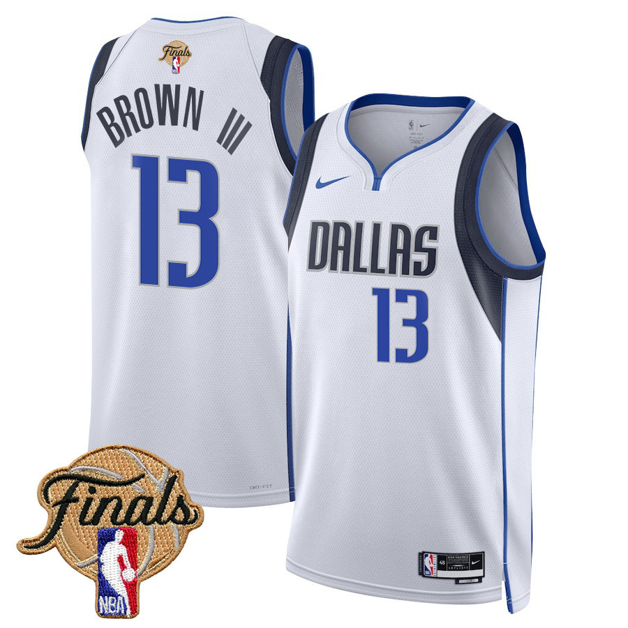 Greg Brown III 13 Dallas Mavericks 2024 FINALS PATCH Swingman Jersey - Association Edition - White