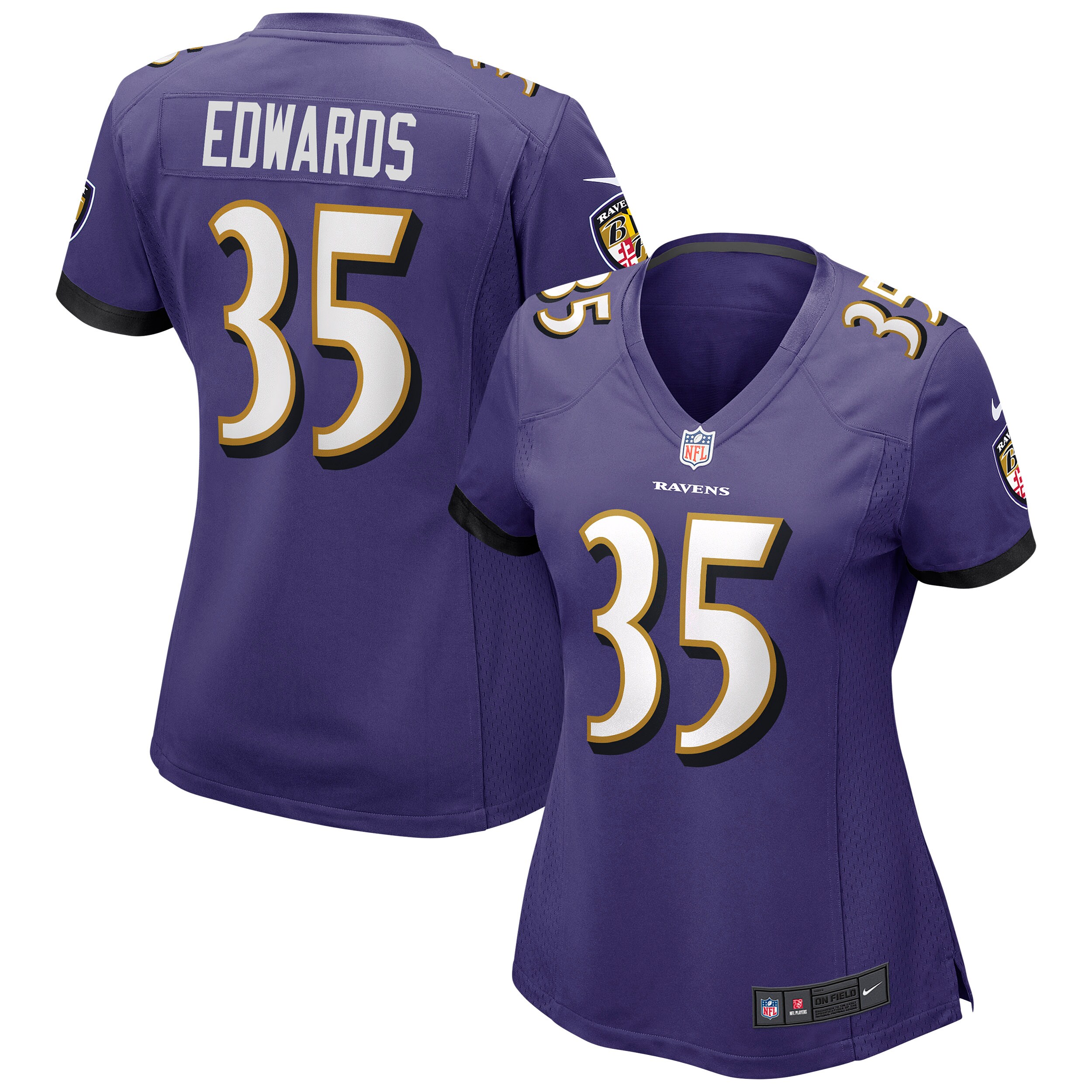 Gus Edwards Baltimore Ravens Women's Game Jersey - Purple