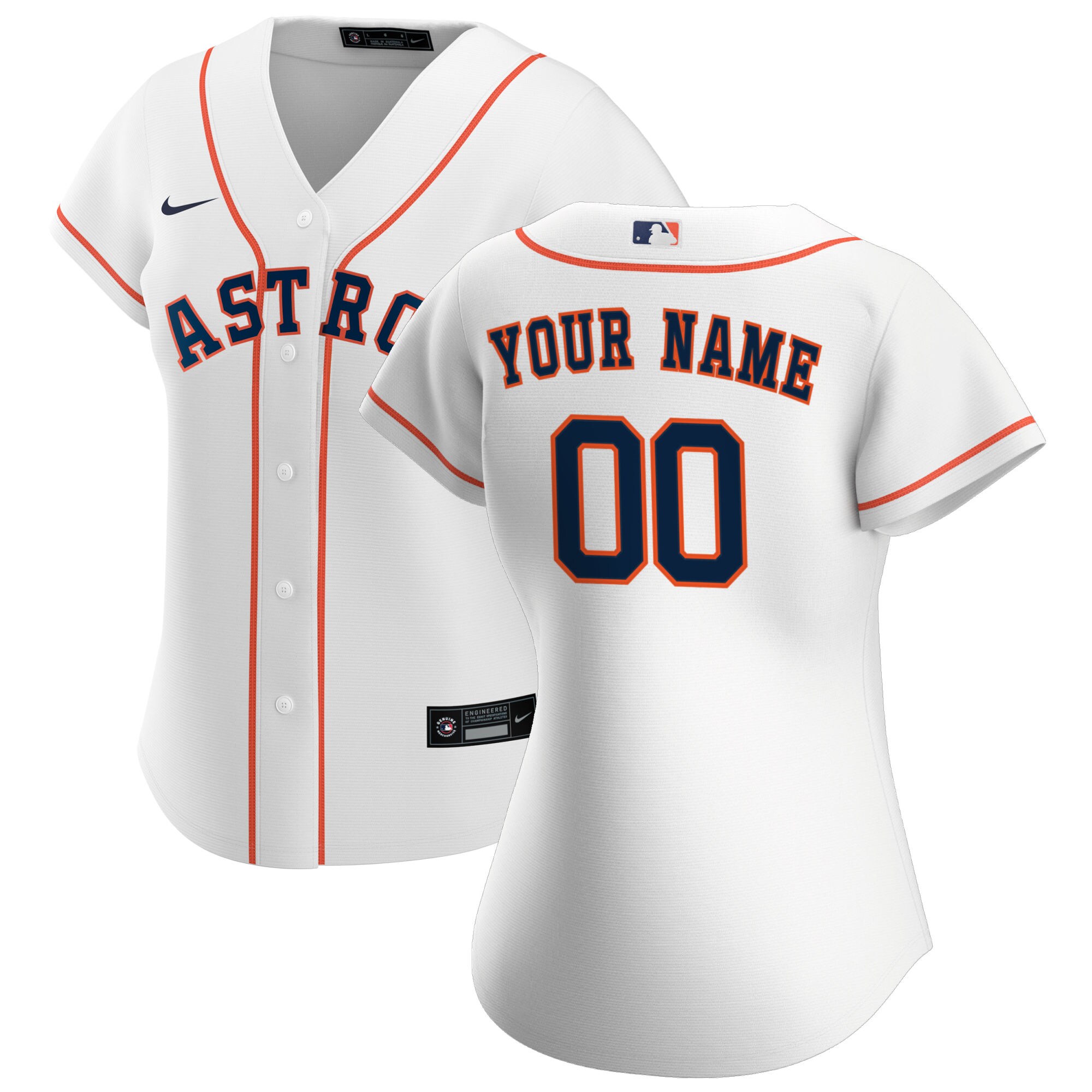 Houston Astros Women's Home Replica Custom Jersey - White