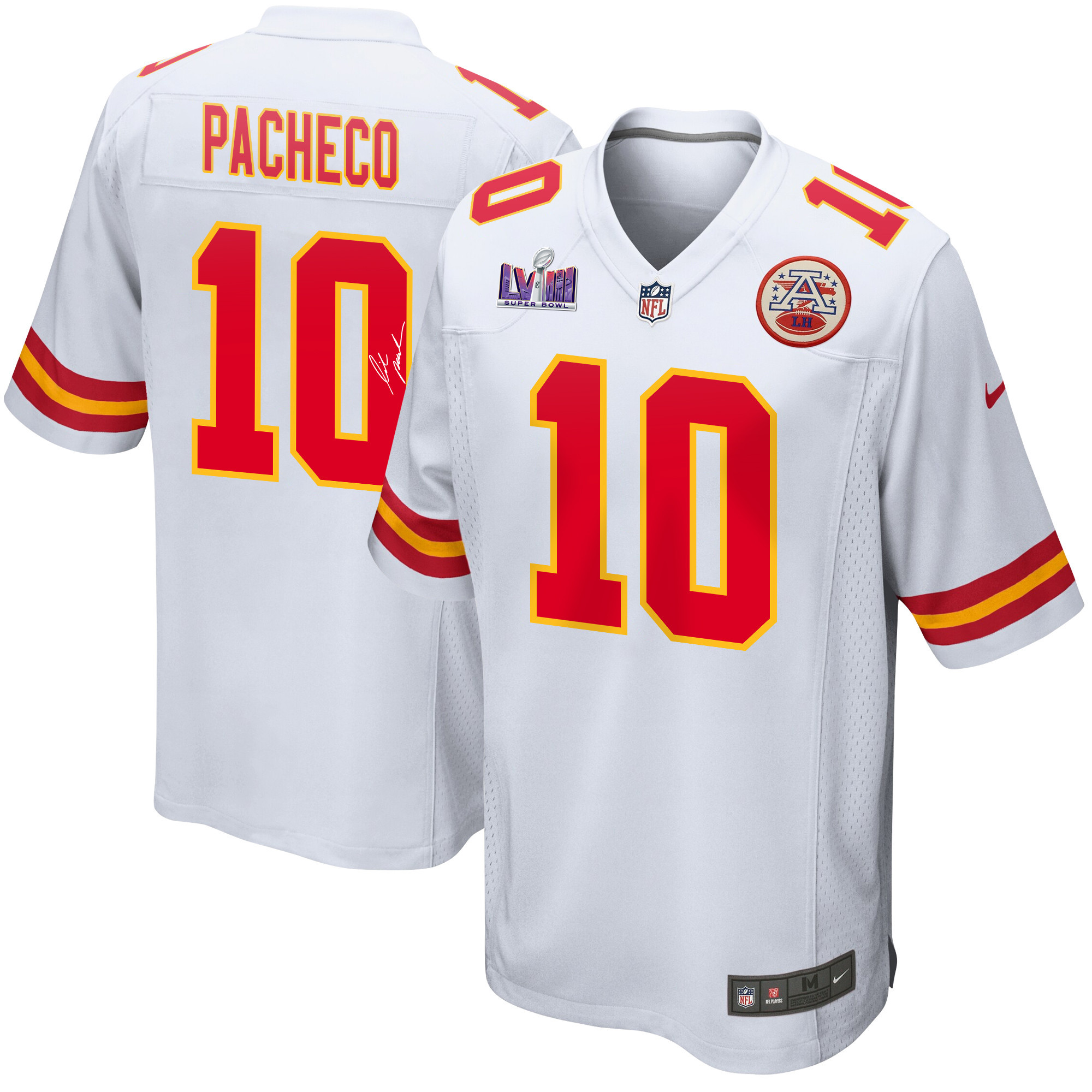 Isiah Pacheco 10 Signed Kansas City Chiefs Super Bowl LVIII Game Men Jersey - White