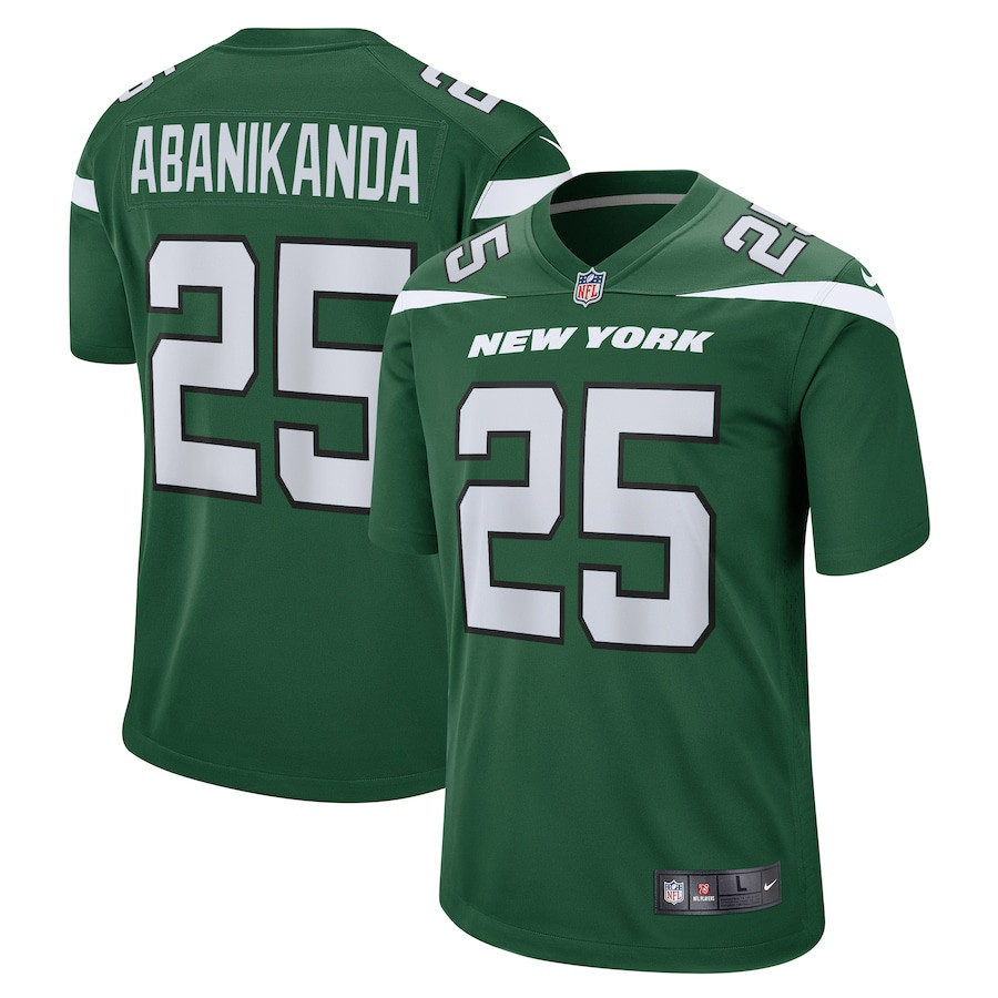 Israel Abanikanda 25 New York Jets Men Game Jersey - Gotham Green