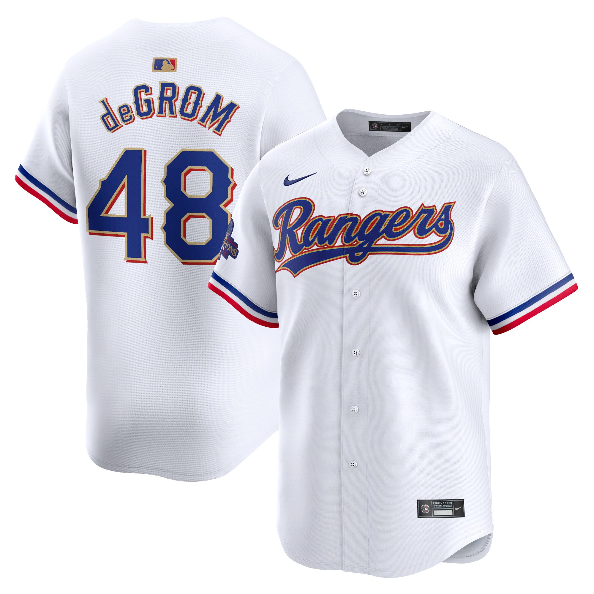 Jacob deGrom Texas Rangers 2024 Gold Collection Limited Player Jersey\u00c2\u00a0\u00e2\u20ac\u201c White
