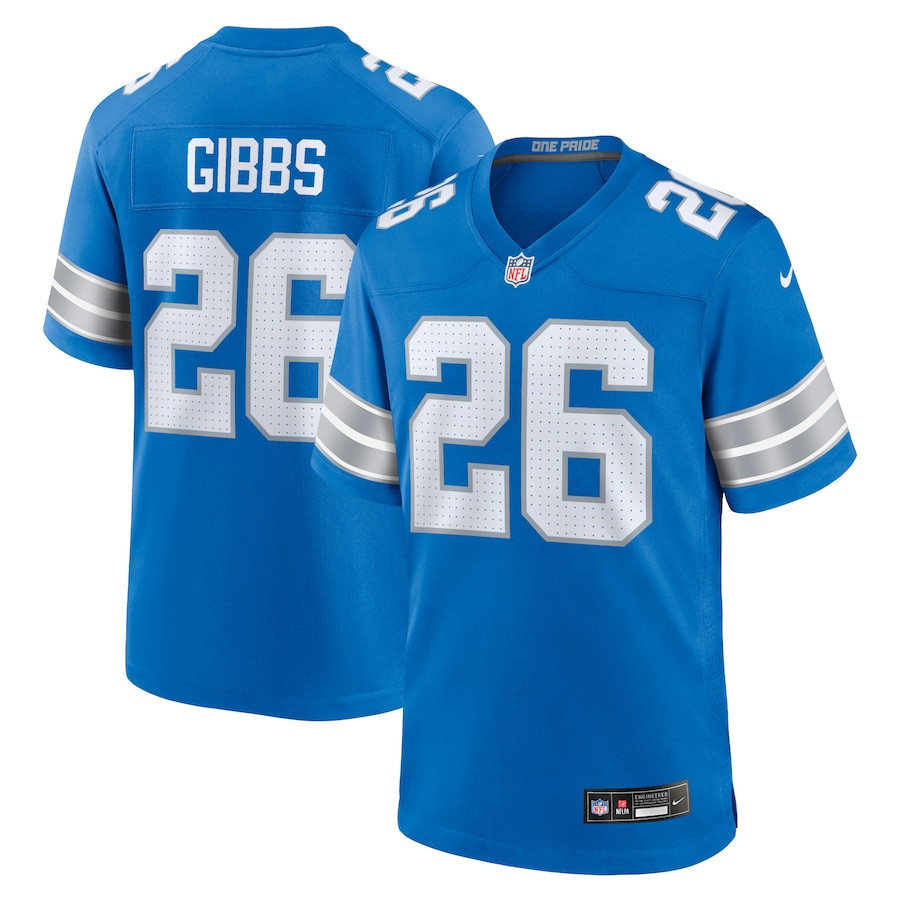 Jahmyr Gibbs 26 Detroit Lions Game Jersey - Men, Blue