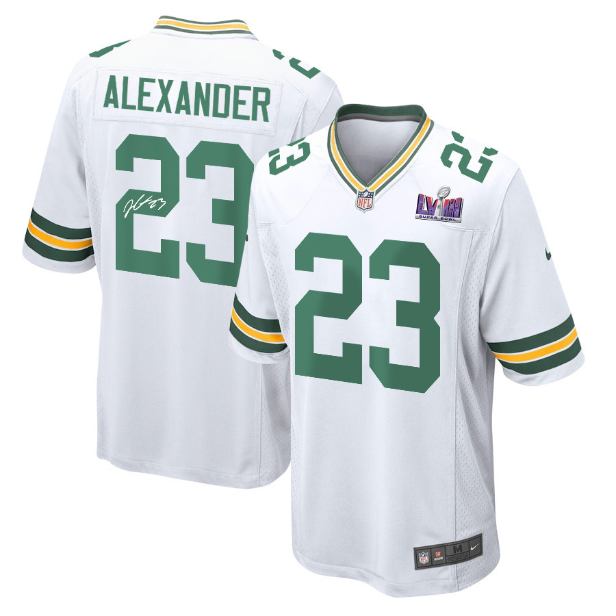 Jaire Alexander 23 Signed Green Bay Packers Super Bowl LVIII Game Men Jersey - White
