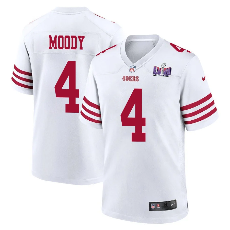 Jake Moody 4 San Francisco 49ers Super Bowl LVIII Patch Game Men Jersey - White