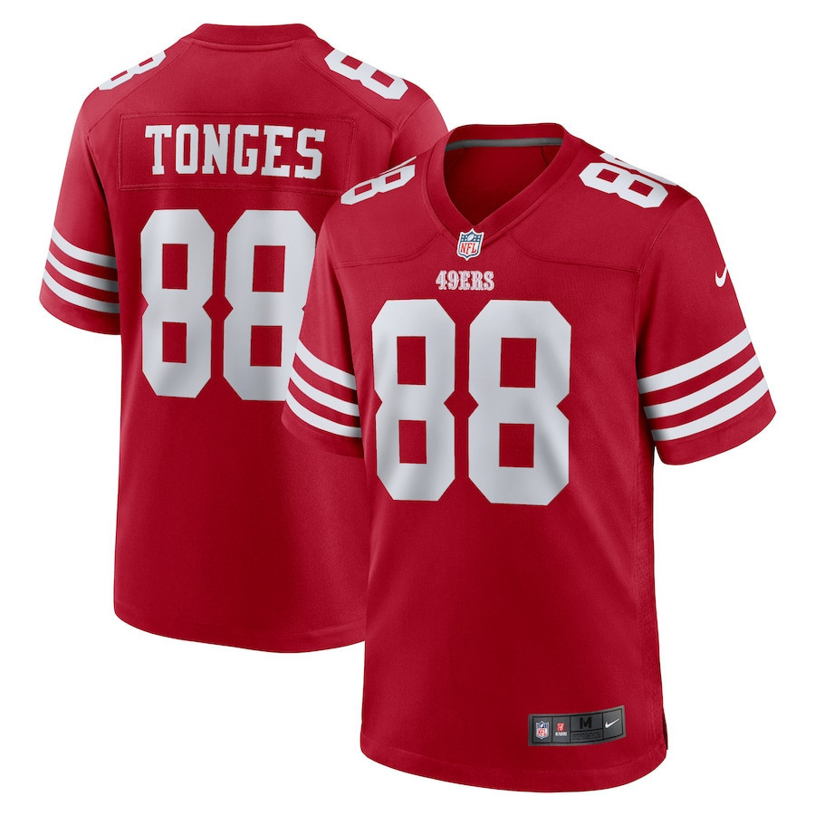 Jake Tonges 88 San Francisco 49ers Team Game Men Jersey - Scarlet