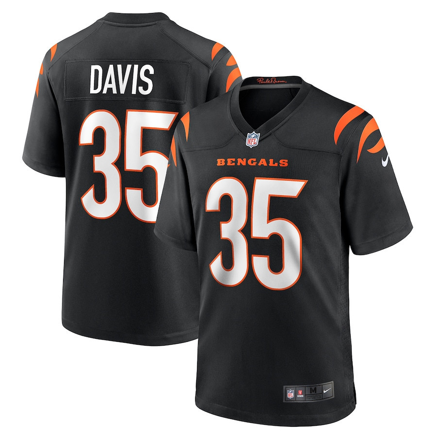 Jalen Davis 35 Cincinnati Bengals Men's Game Jersey - Black