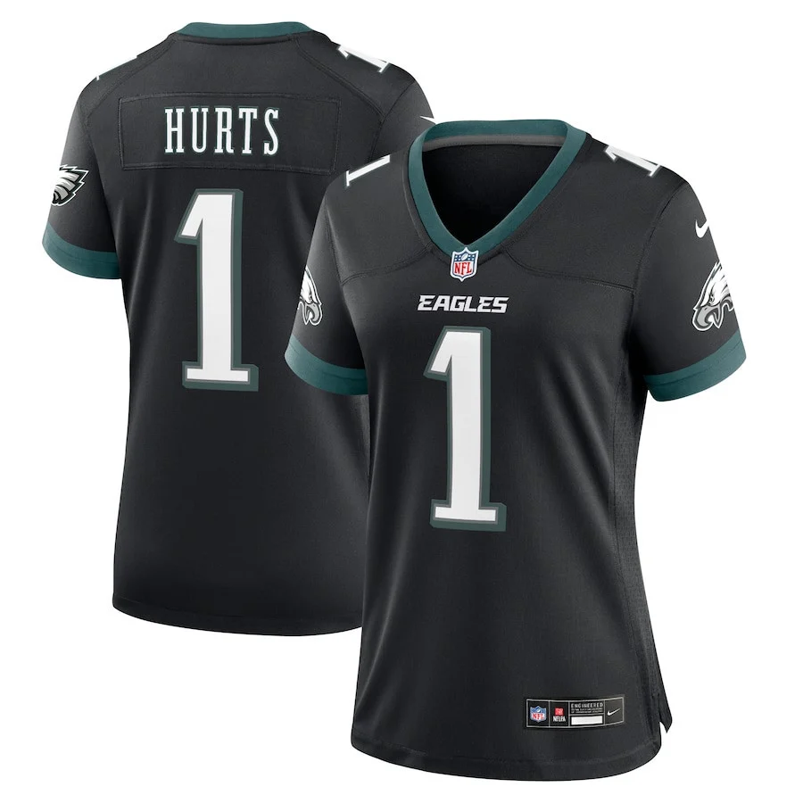 Jalen Hurts 1 Philadelphia Eagles Alternate Game Women Jersey - Black