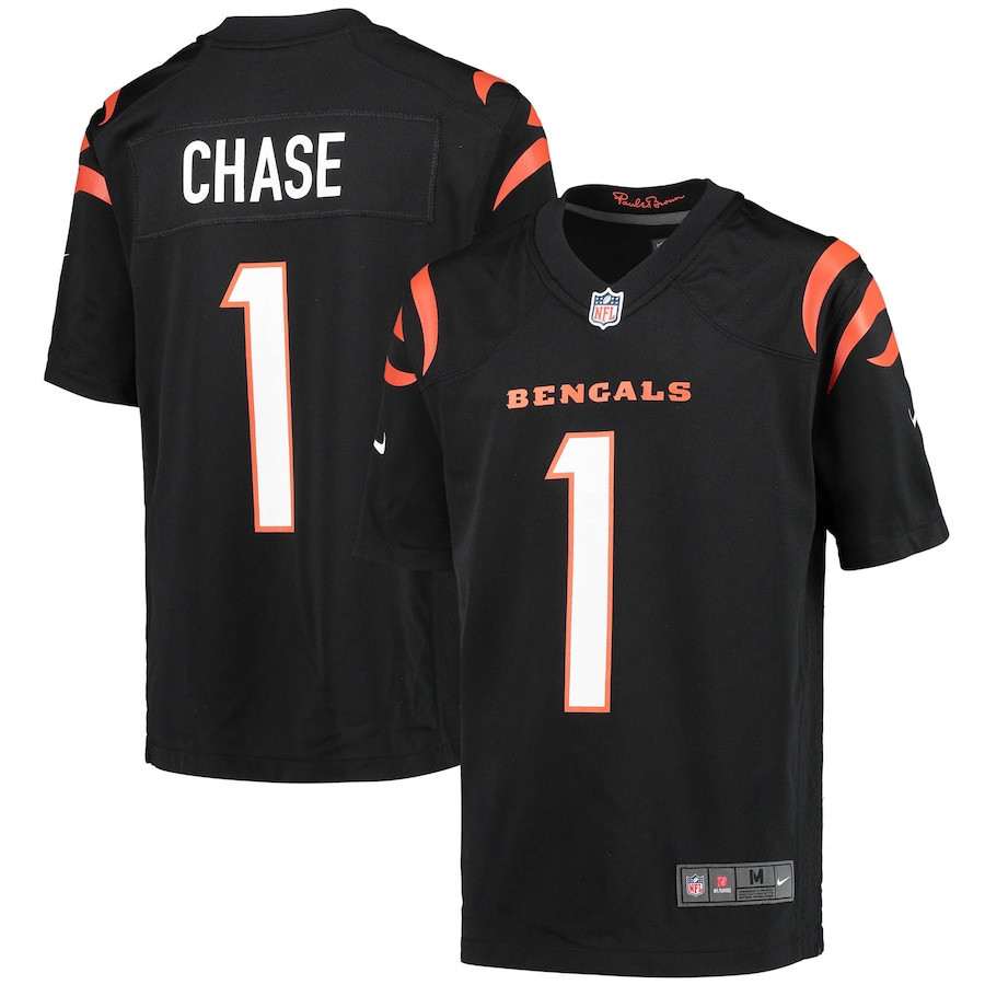 Ja'Marr Chase 1 Cincinnati Bengals YOUTH Game Jersey - Black