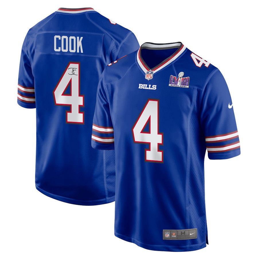 James Cook 4 Signed Buffalo Bills Super Bowl LVIII Game Men Jersey - Royal