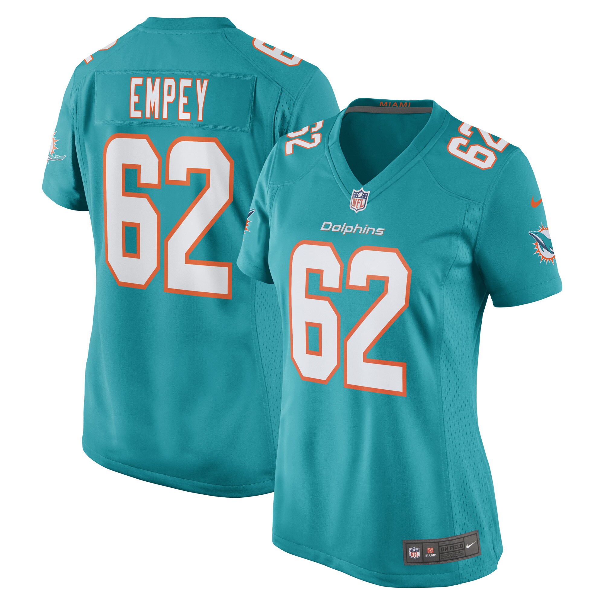 James Empey Miami Dolphins Women's Game Player Jersey - Aqua