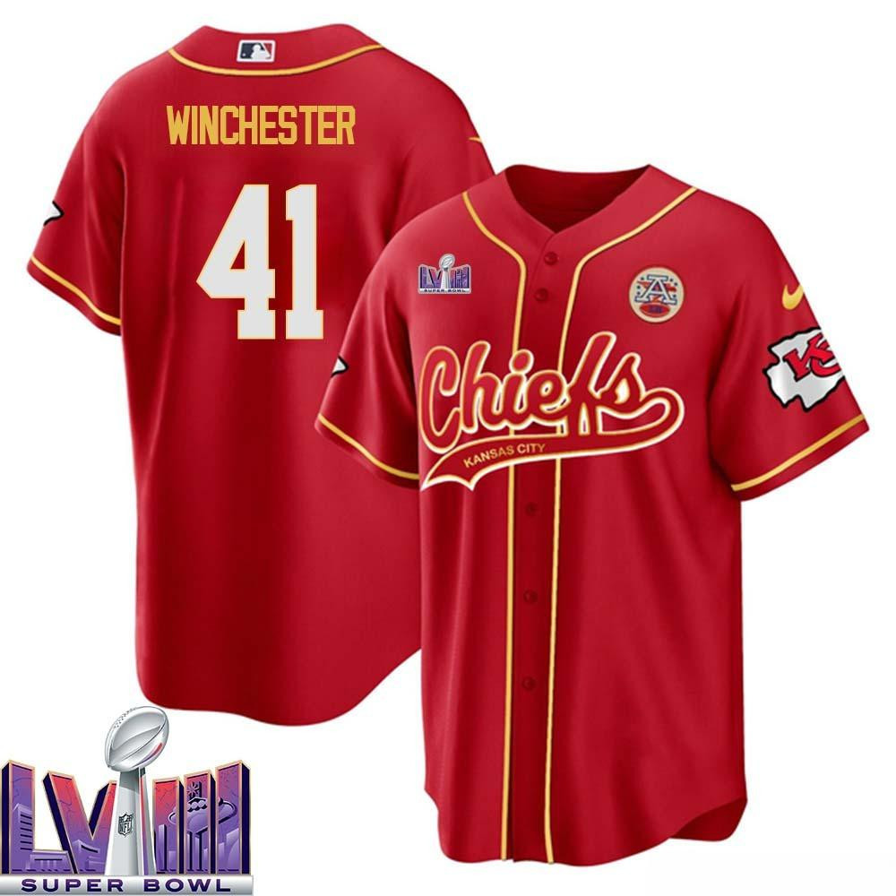 James Winchester 41 Kansas City Chiefs Super Bowl LVIII Baseball Men Jersey - Red