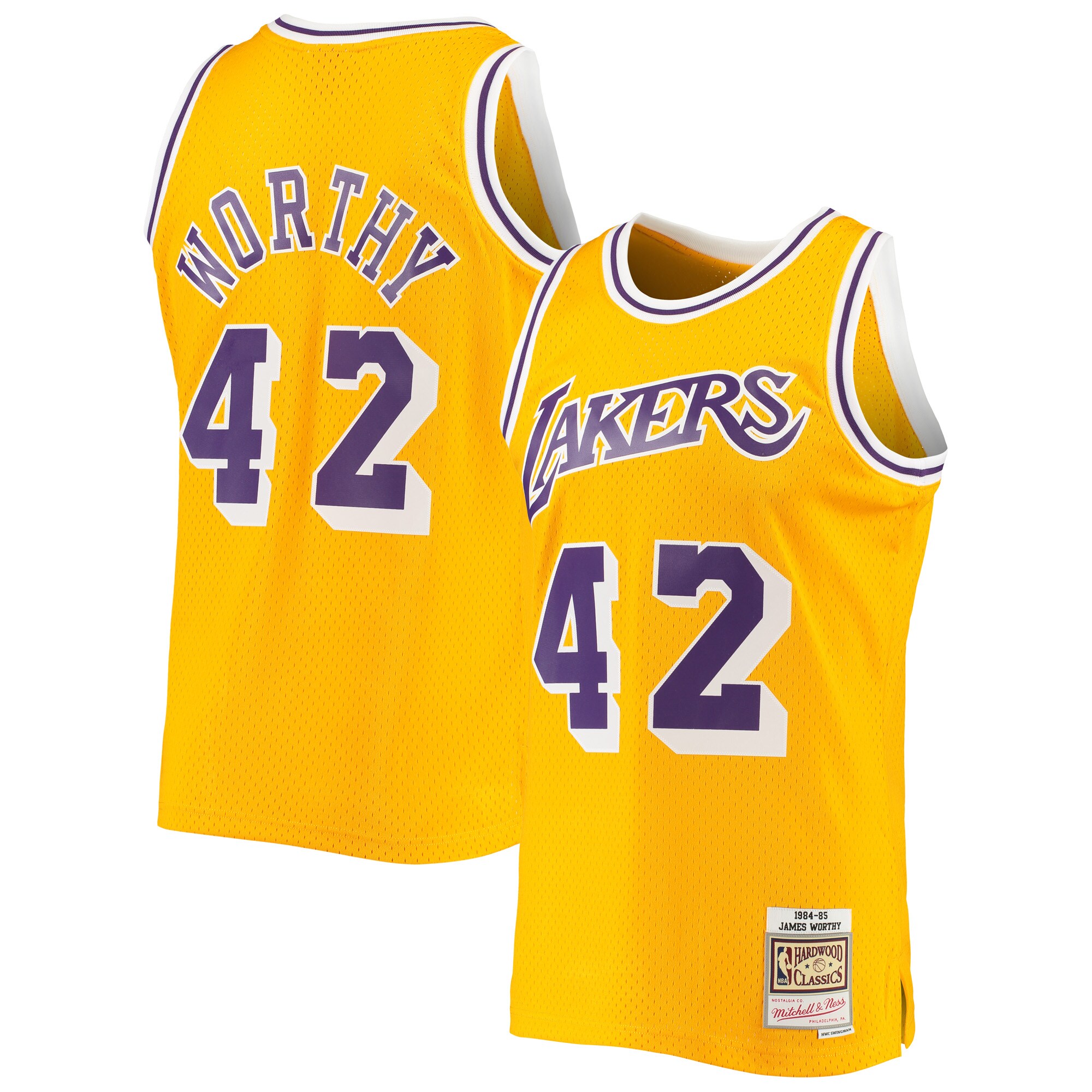 James Worthy Los Angeles Lakers Mitchell & Ness 1984\/85 Hardwood Classics Swingman Jersey - Gold