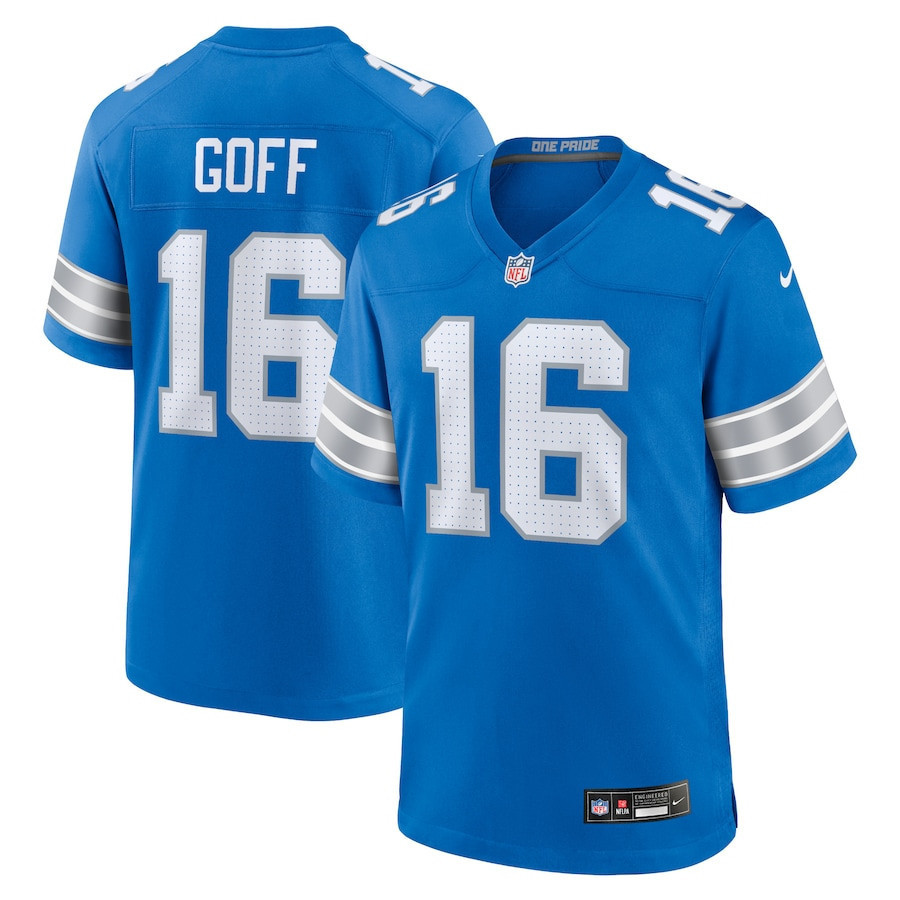 Jared Goff 16 Detroit Lions Game Jersey - Blue, Men