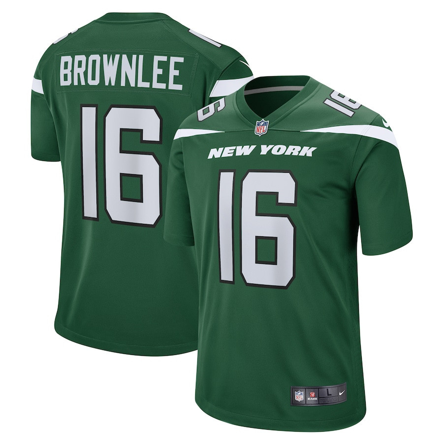 Jason Brownlee 16 New York Jets Men Game Jersey - Gotham Green