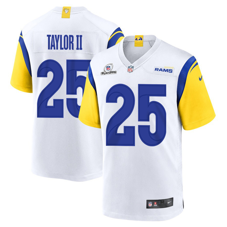 Jason Taylor II 25 Los Angeles Rams 2023 Playoffs Patch Game Men Jersey - White