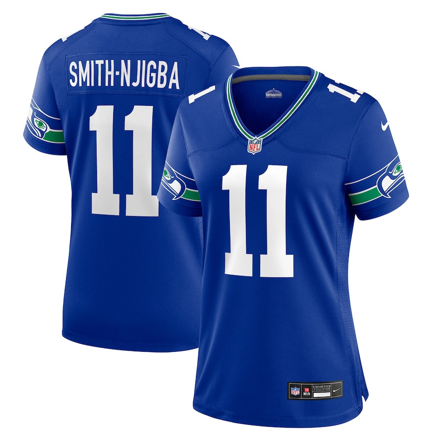 Jaxon Smith-Njigba 11 Seattle Seahawks Women Throwback Game Jersey - Royal