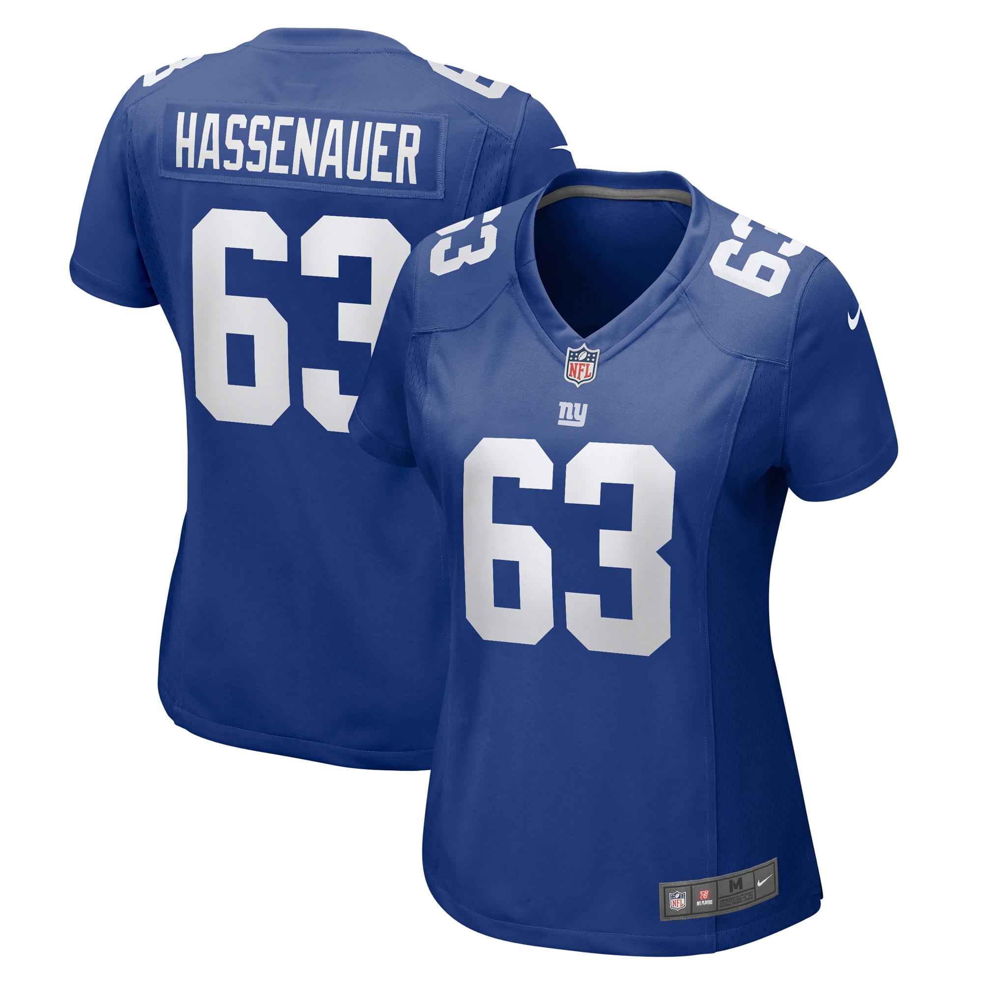 JC Hassenauer New York Giants Women's Team Game Jersey - Royal