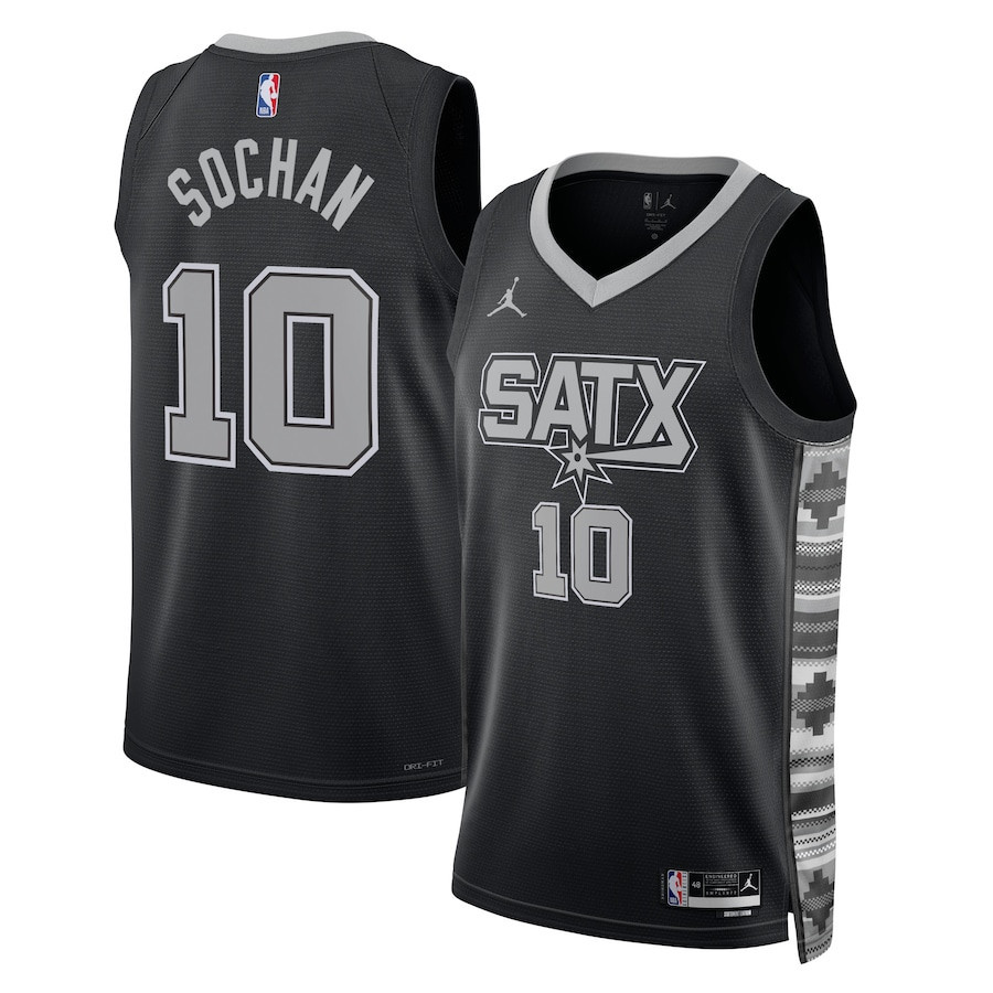 Jeremy Sochan 10 San Antonio Spurs Unisex Swingman Jersey - Statement Edition - Black