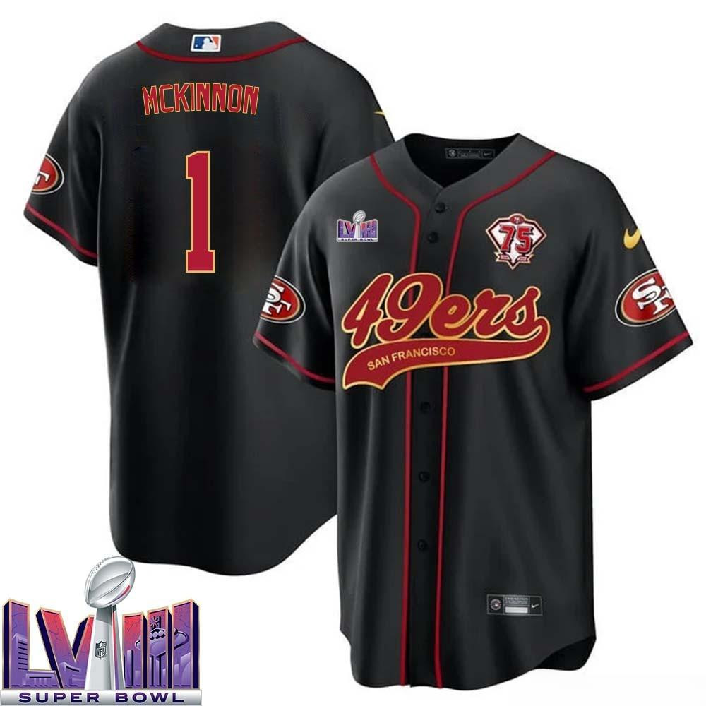 Jerick McKinnon 1 Kansas City Chiefs Super Bowl LVIII Baseball Men Jersey - Black