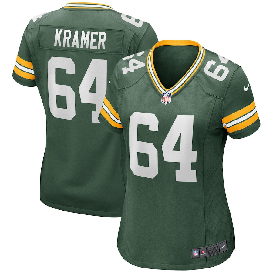 Jerry Kramer 64 Green Bay Packers Women Game Retired Jersey - Green