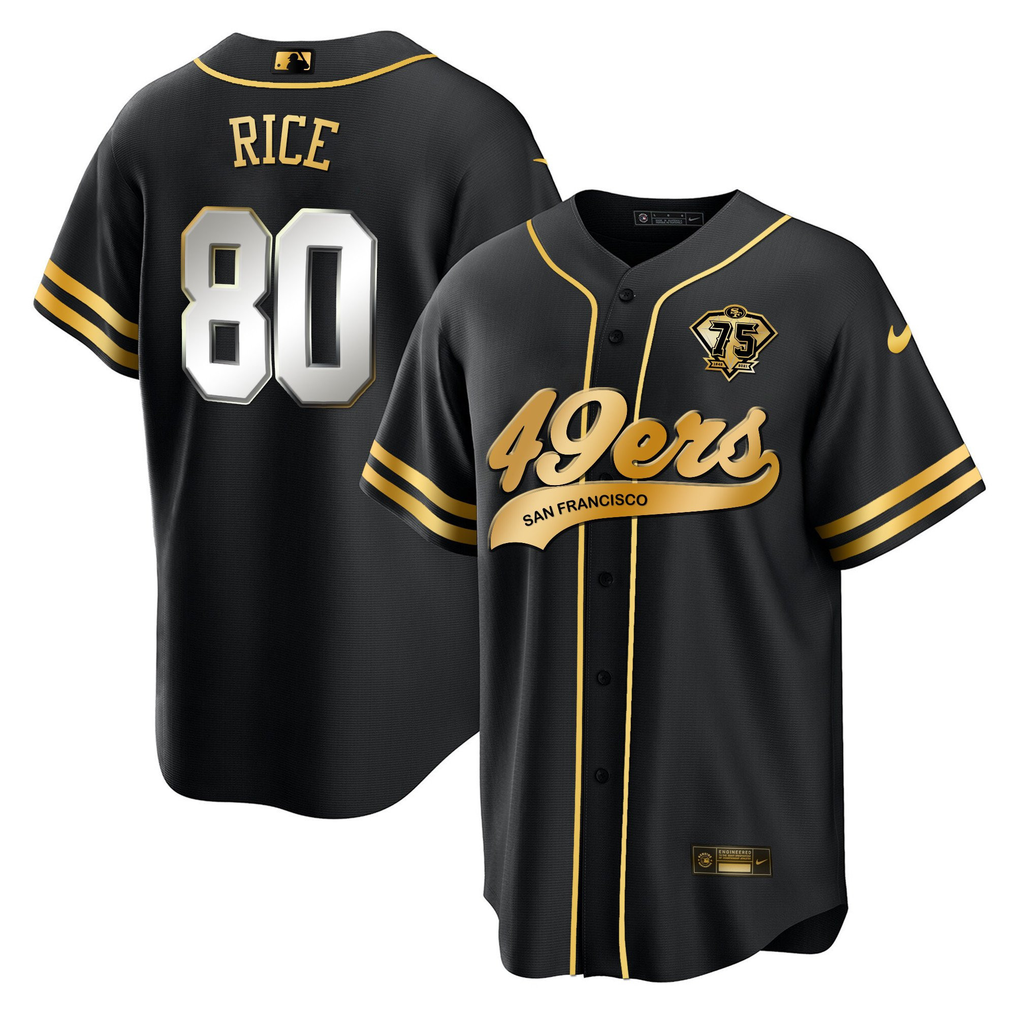 Jerry Rice 80 San Francisco 49ers Baseball Men Jersey - Black Limited